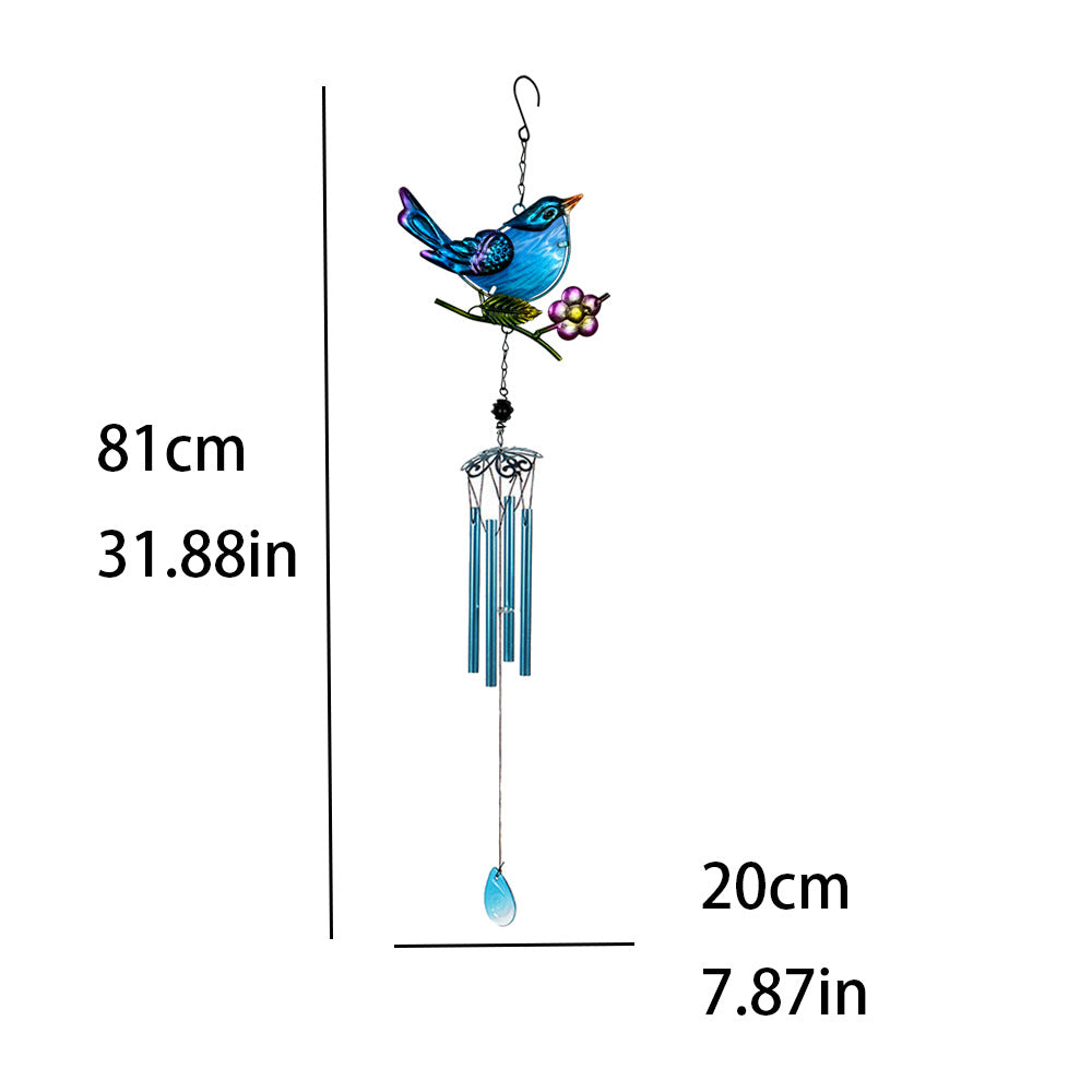 Wholesale Bird Metal Wind Chime Glass Painted Ornament